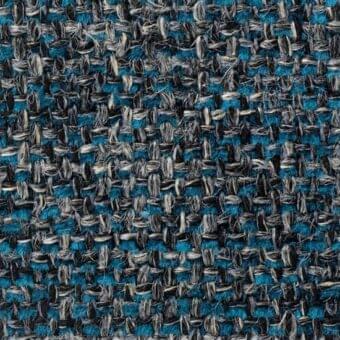 Teal, gray, and off-white tweed fabric texture with a dense, speckled weave and nubby fibers; verzelloni colorado 17008 textile.